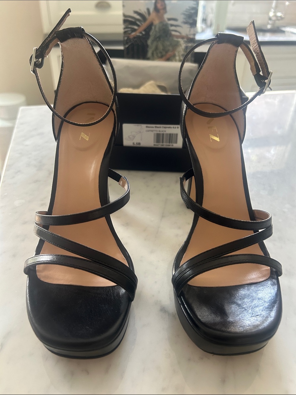 Inez Black Bianca capretto heels - Picture 4 of 8